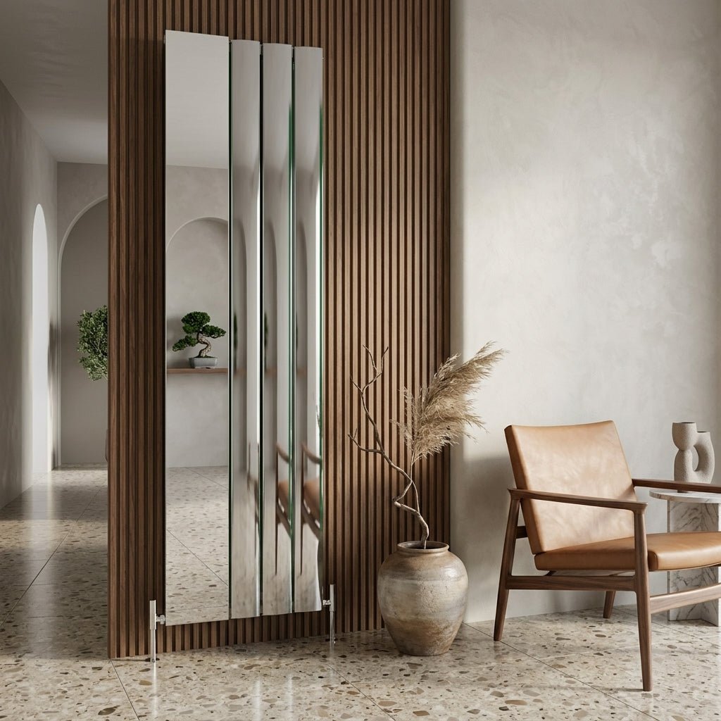 Carisa Step Tall Aluminium Designer Mirror Radiator in 1800H x 470W