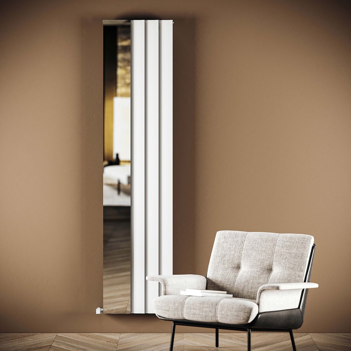 Carisa Step Tall Aluminium Designer Mirror Radiator in 1800H x 470W