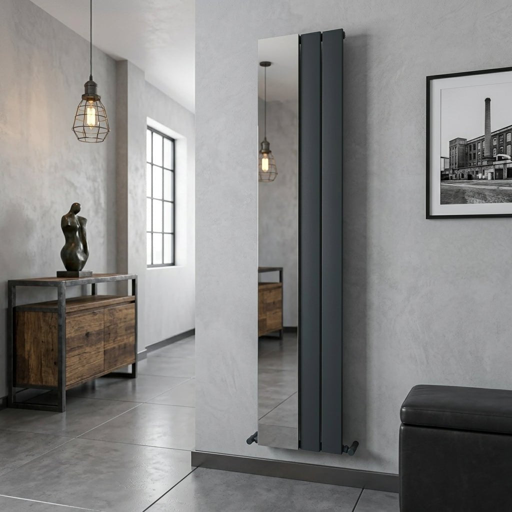 Carisa Step Tall Aluminium Designer Mirror Radiator in 1800H x 470W