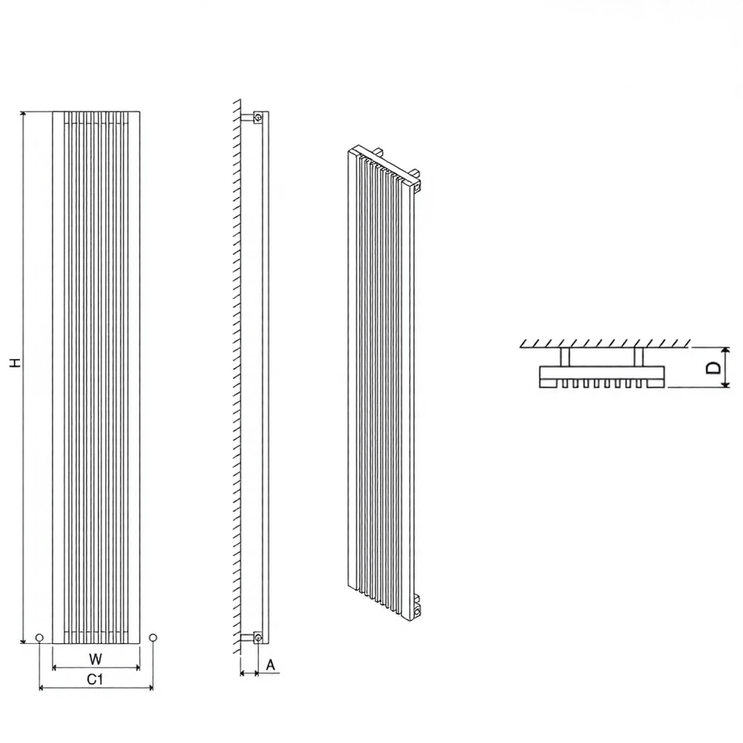 Carisa Stripe Stainless Steel Tall Radiator in 600H x 595W