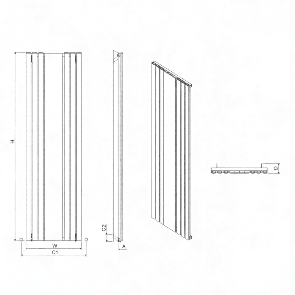 Carisa Tallis Mirror Designer Aluminium Radiator in 1800H x 550W