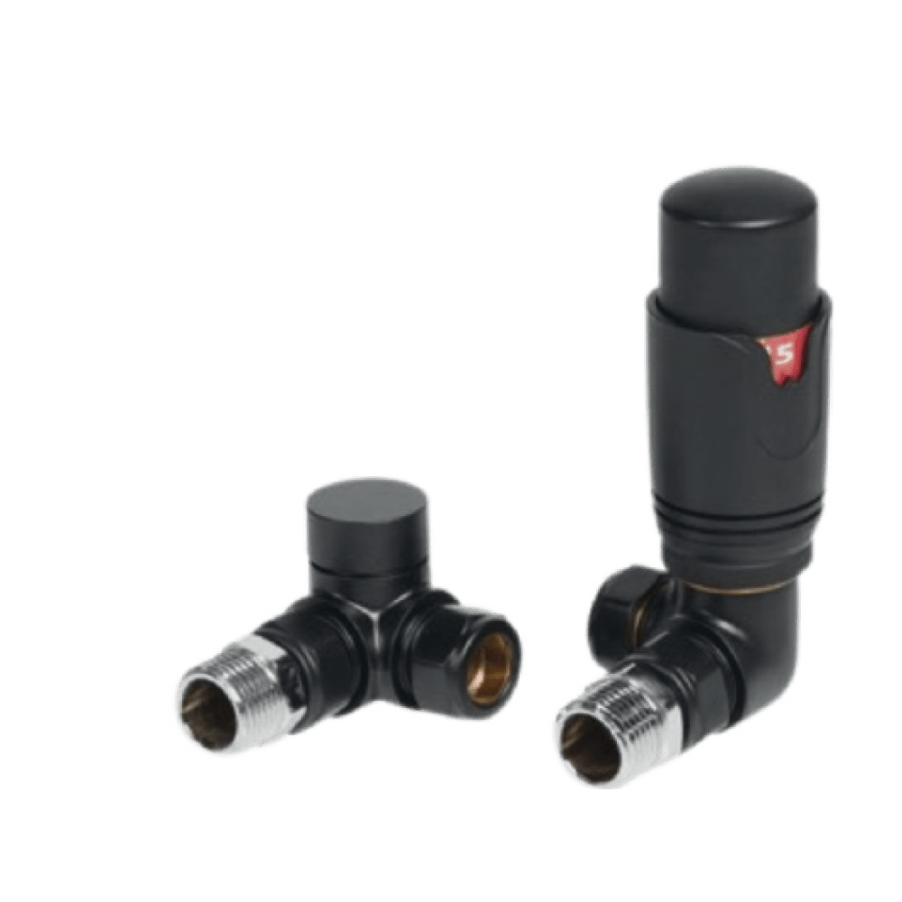 Carisa Thermostatic Corner (Double Angled) Valves in Black
