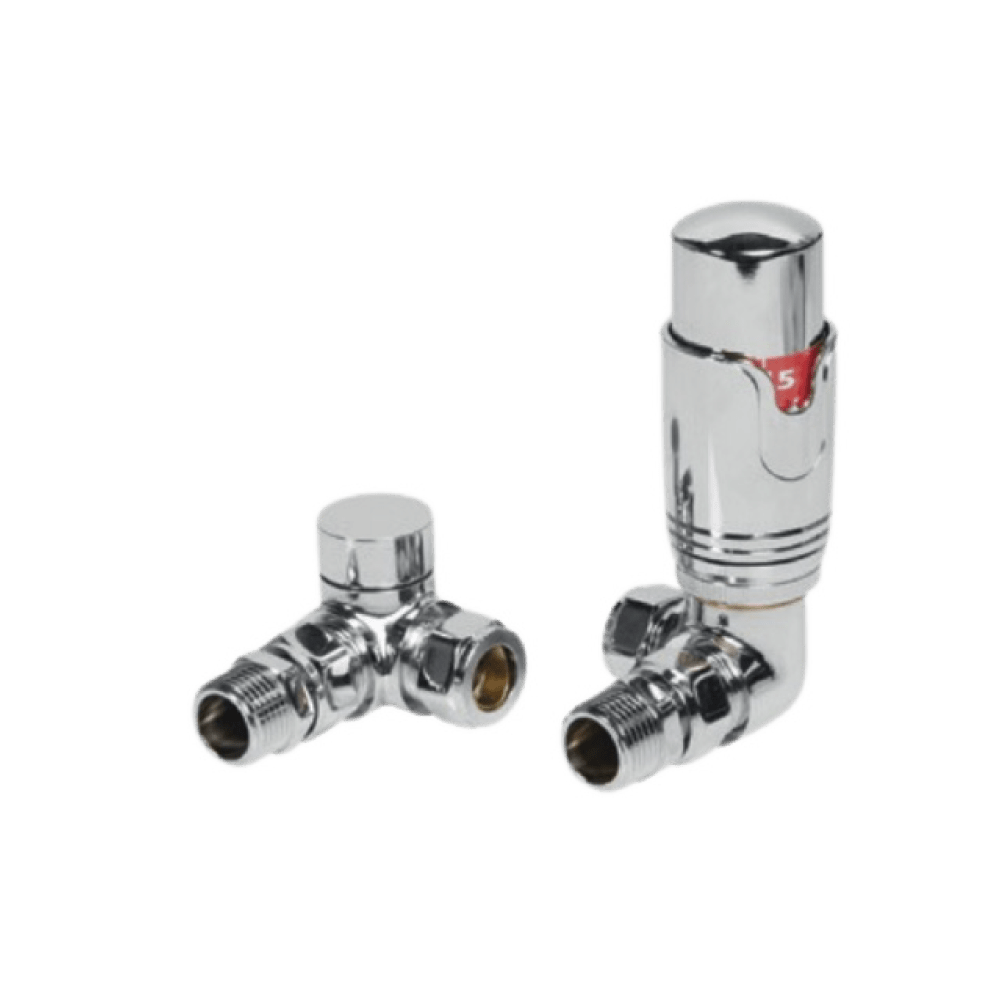 Carisa Thermostatic Corner (Double Angled) Valves in Chrome