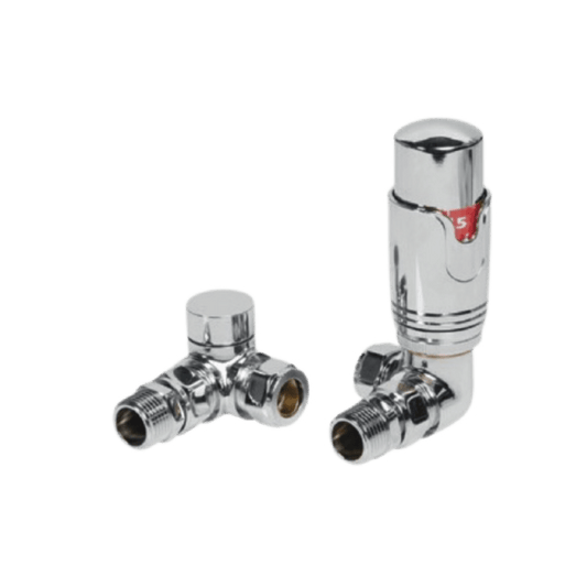 Carisa Thermostatic Corner (Double Angled) Valves in Chrome