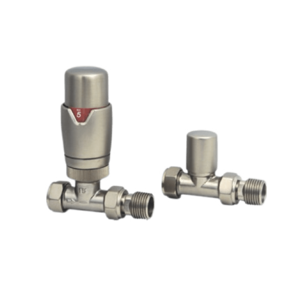 Carisa Thermostatic Straight Valves in Brushed Nickel