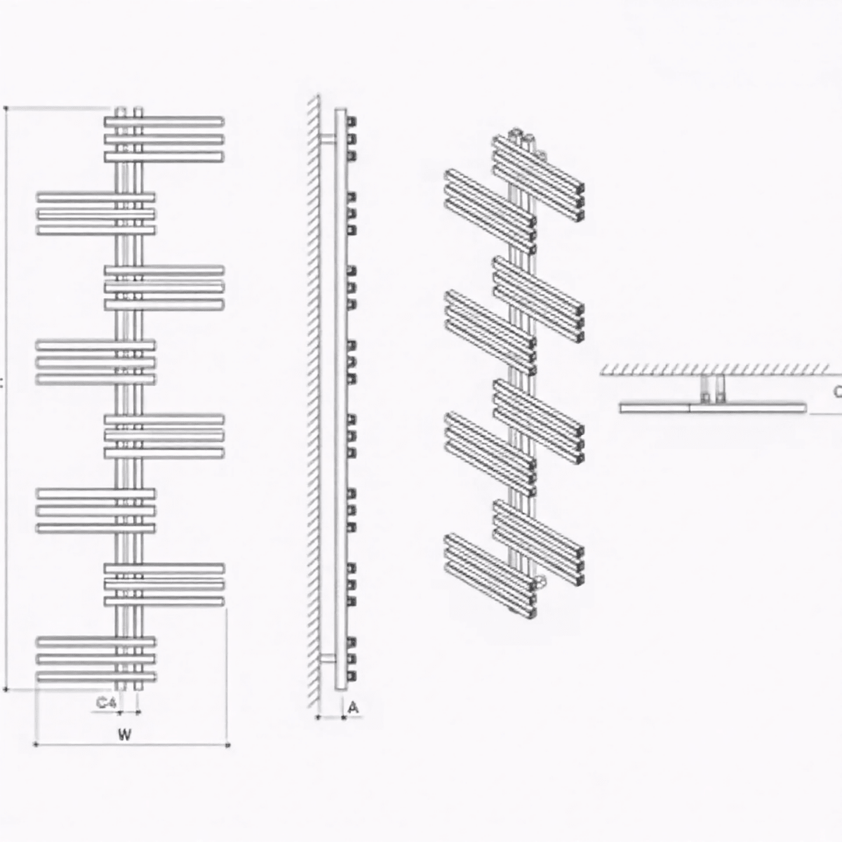Carisa Unico Aluminium Bathroom Radiator in 1740H x 500W