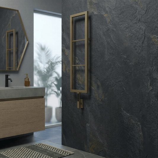 Carisa Vero Dry Electric Towel Radiator in Brushed Brass in Brushed Brass