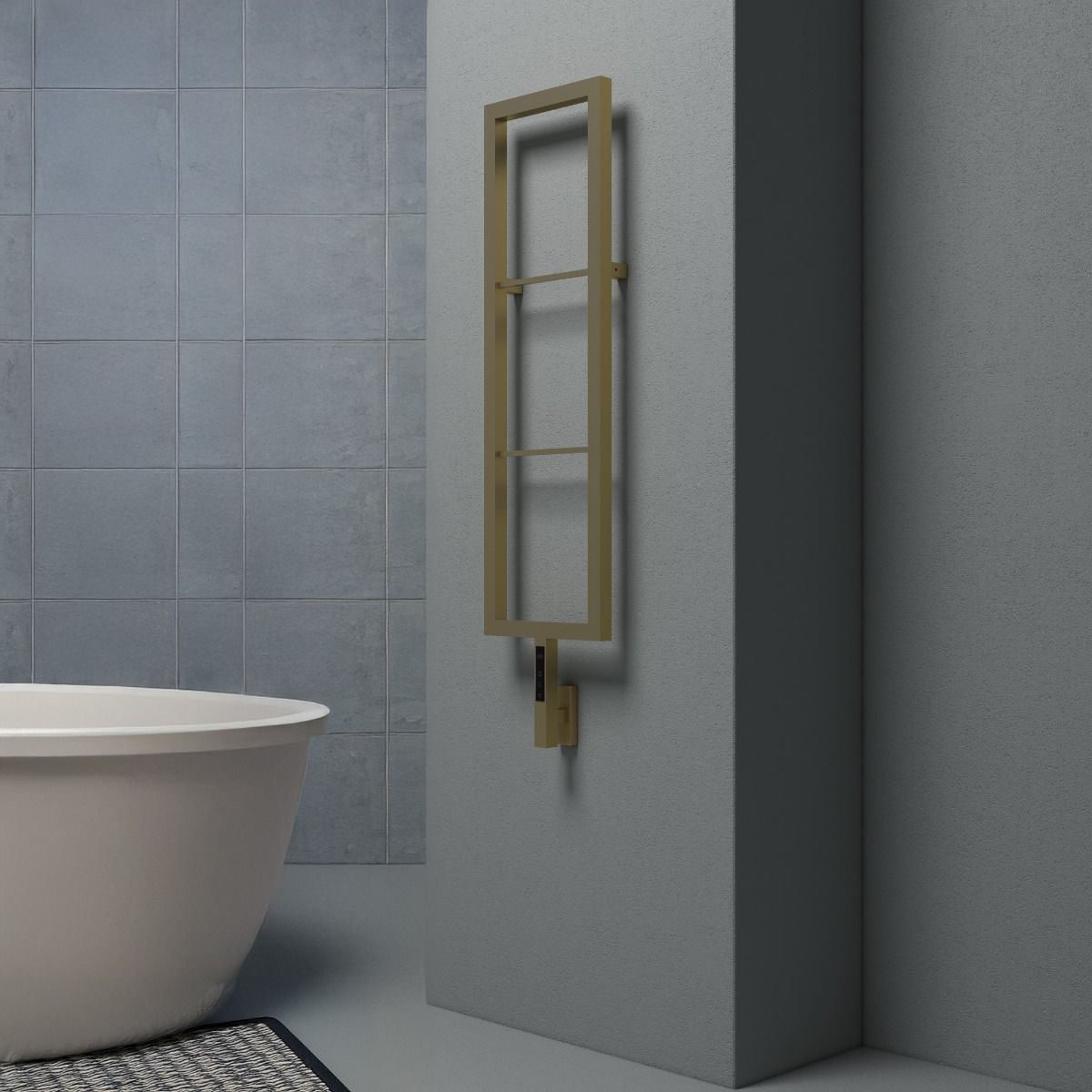 Carisa Vero Dry Electric Towel Radiator in Brushed Brass in Brushed Brass