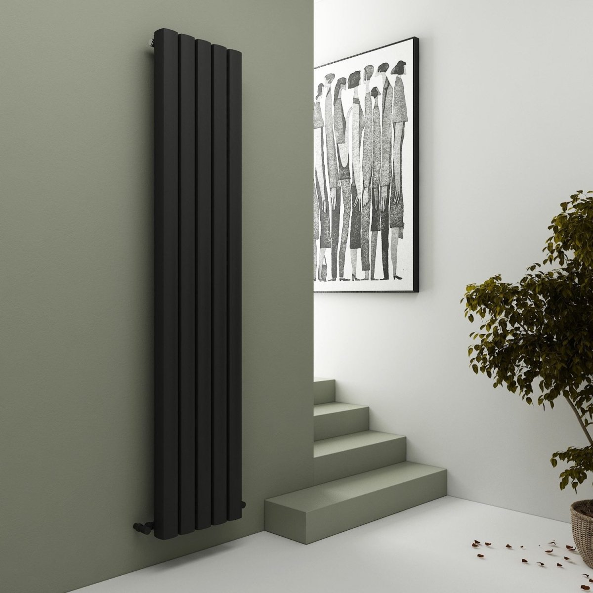 Carisa Vesta Modern Vertical Aluminium Radiator in 1800H x 295W
