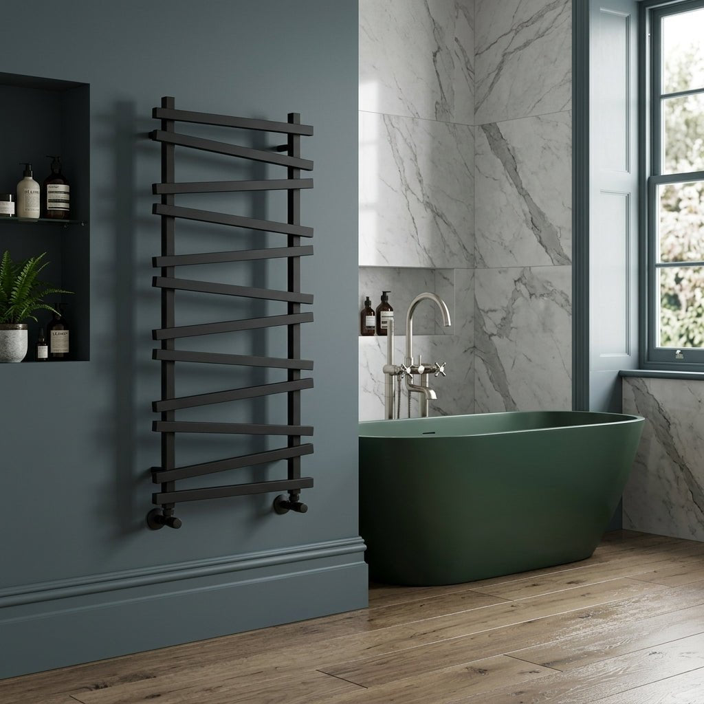 Carisa Vivek Aluminium Heated Towel Rail in Textured Black in Textured Black
