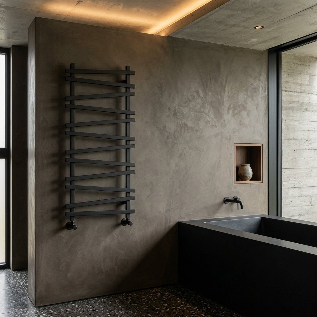 Carisa Vivek Aluminium Heated Towel Rail in Textured Black in Textured Black
