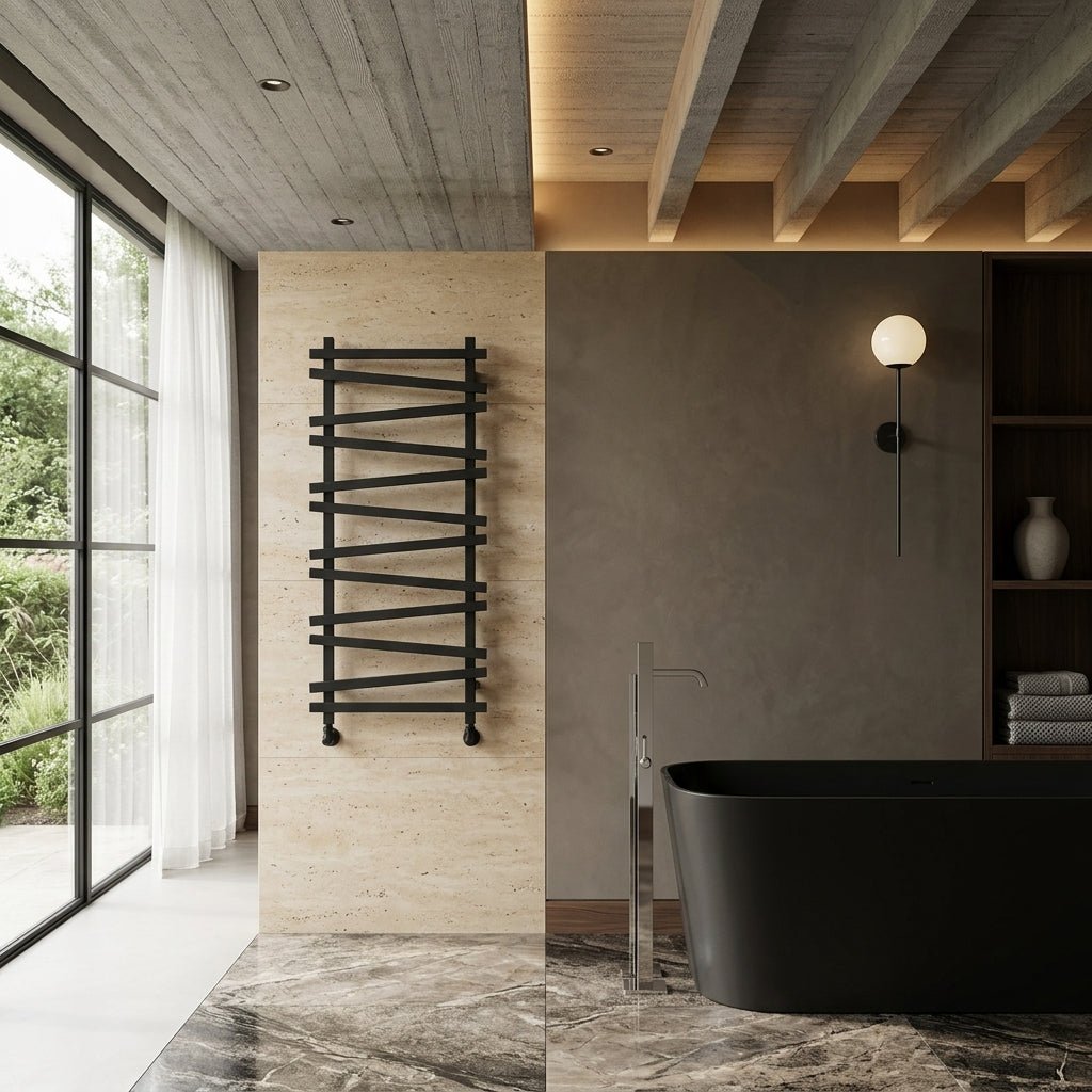 Carisa Vivek Aluminium Heated Towel Rail in Textured Black in Textured Black