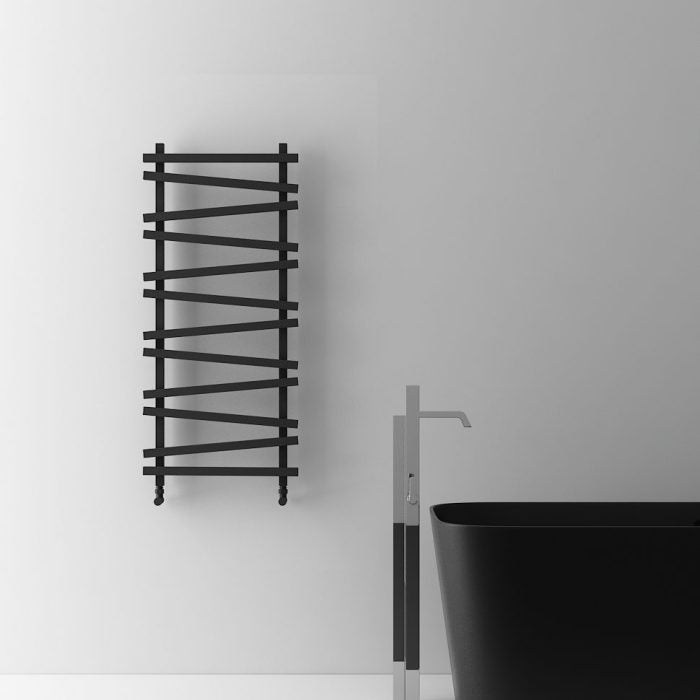 Carisa Vivek Aluminium Heated Towel Rail in Textured Black in Textured Black