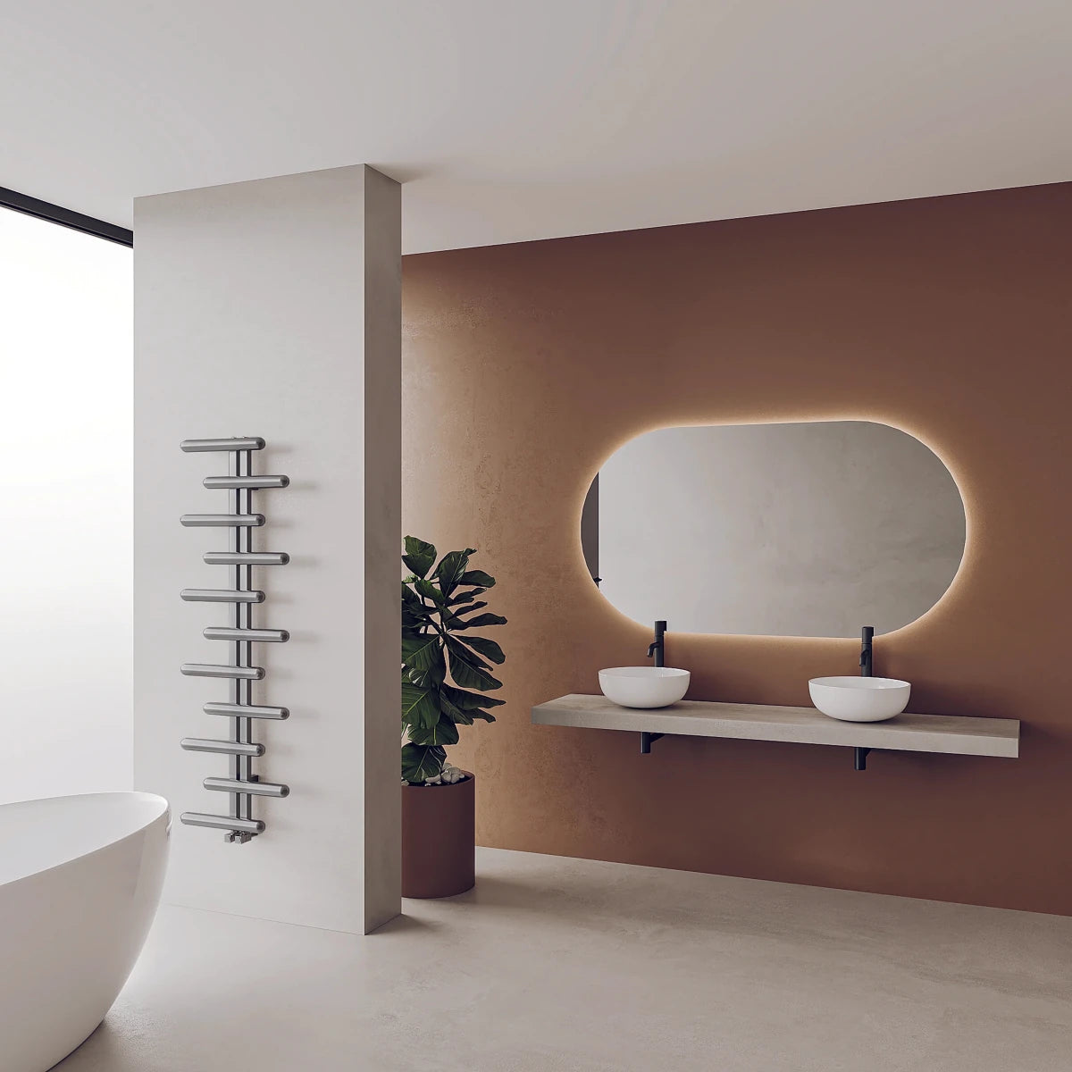Carisa Vivi Stainless Steel Towel Radiator in Mirror Polished Chrome in Mirror Polished