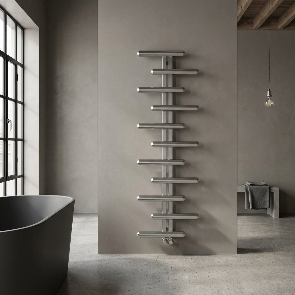Carisa Vivi Stainless Steel Towel Radiator in Mirror Polished Chrome in Mirror Polished