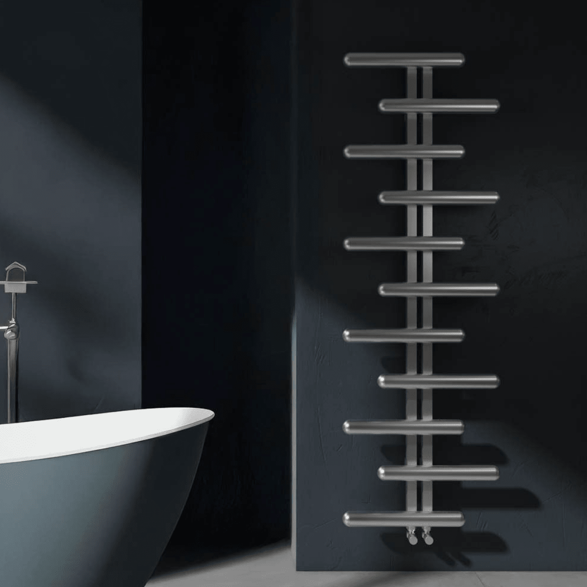 Carisa Vivi Stainless Steel Towel Radiator in Mirror Polished Chrome in Mirror Polished