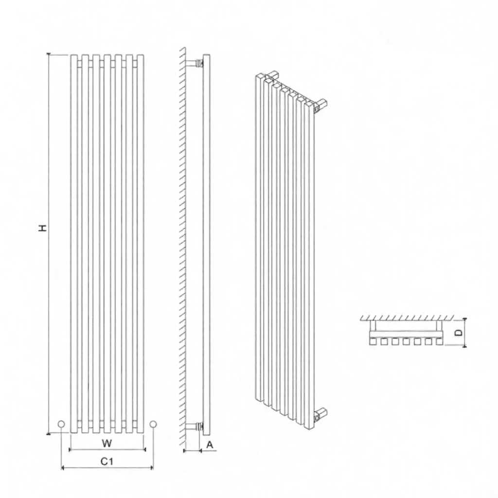 Carisa Zara Chrome Polished Steel Tall Radiator in 1800H x 340W