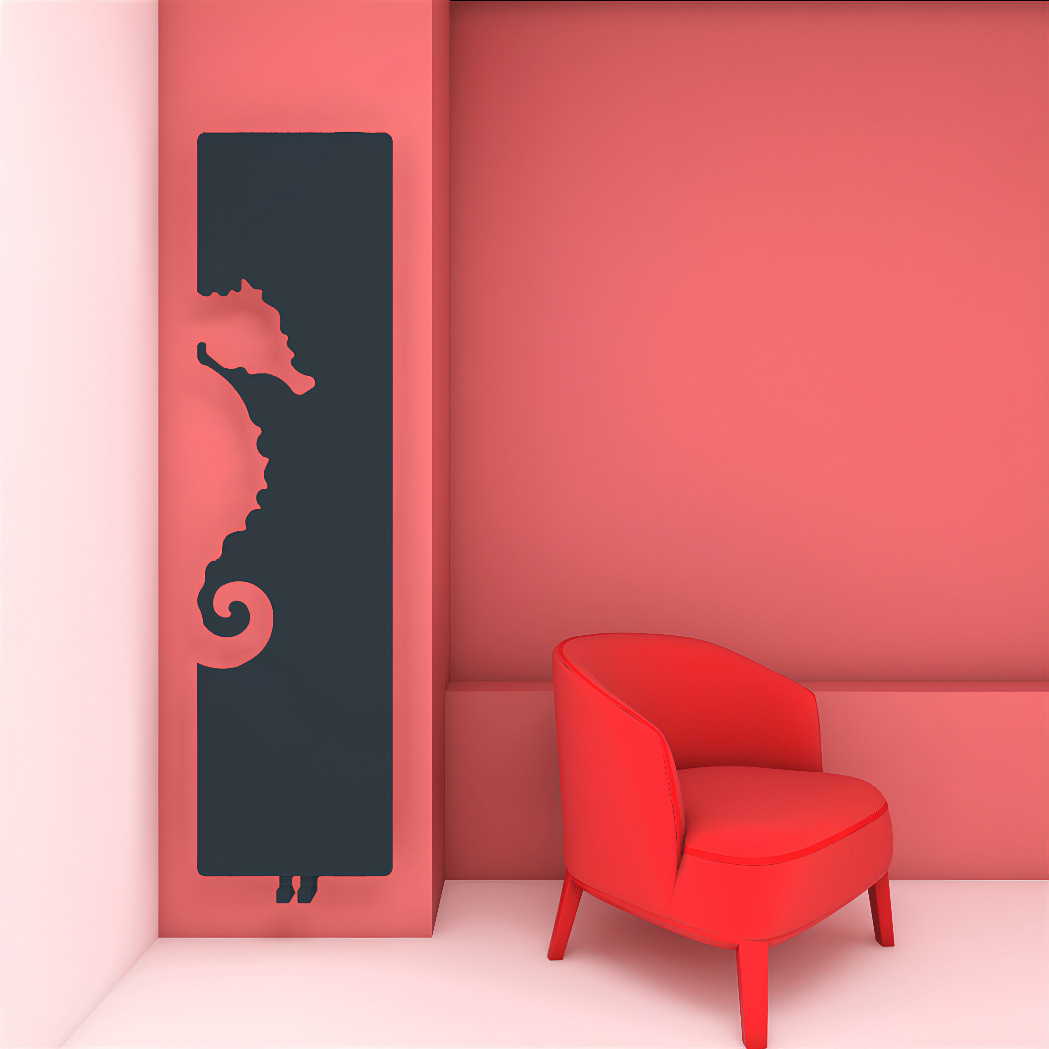 Carisa Plymouth Seahorse Flat Panel Designer Radiator in Textured Anthracite