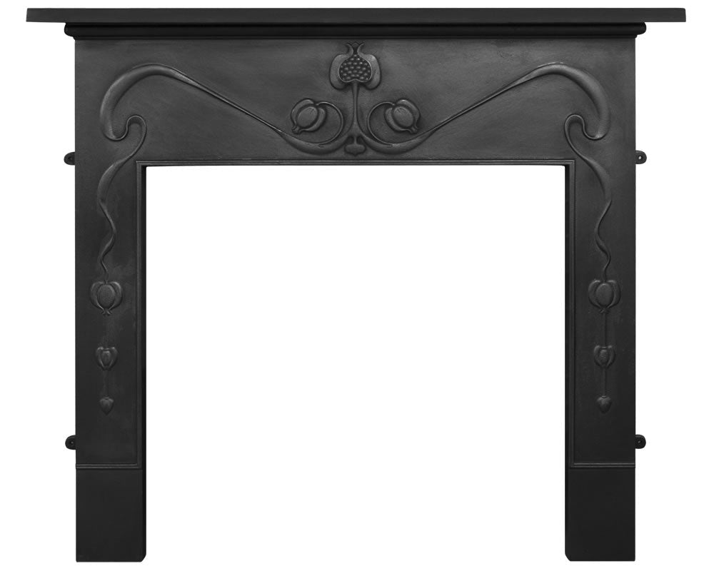 Carron Art Noveau Cast Iron Fireplace Surround in Black