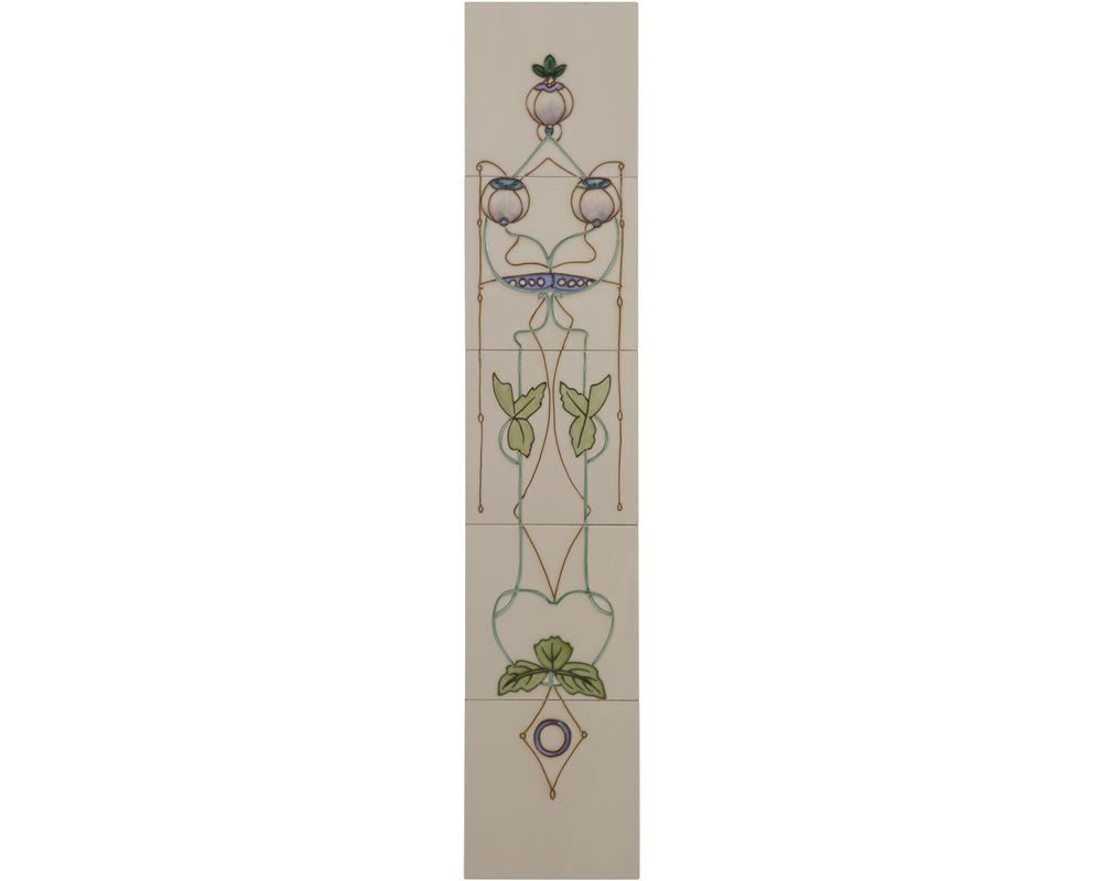 Carron Set of 10 3 White Flowers Green Leaf Fireplace Tiles in