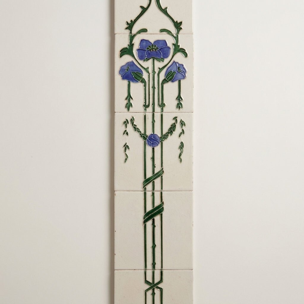 Carron Set of 10 Blue Flower On Bone Fireplace Tiles in