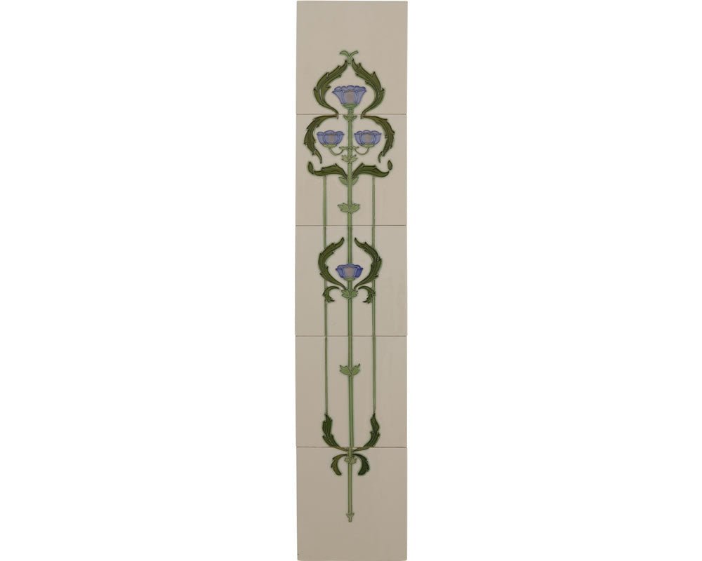 Carron Set of 10 Blue Flowers W/Swags Tiles Fireplace Tiles in