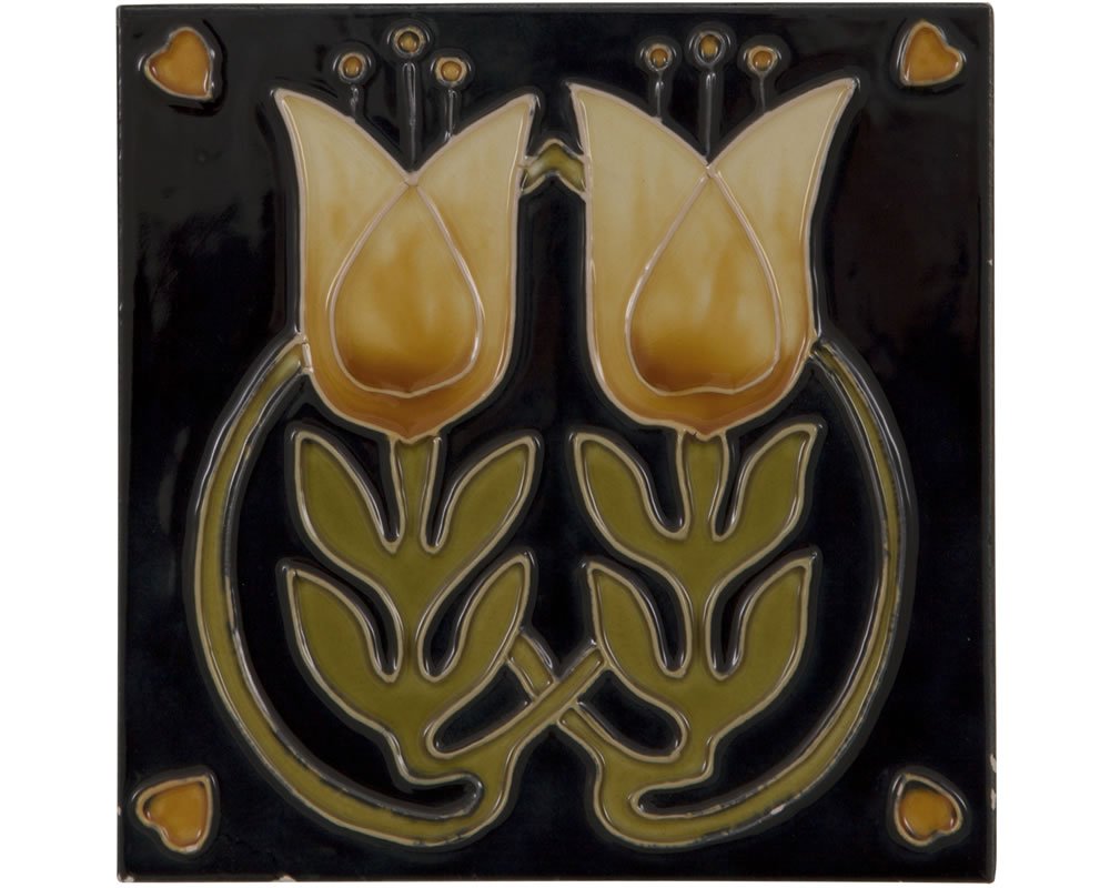 Carron Set of 10 Cream/Yellow Flower Fireplace Tiles in