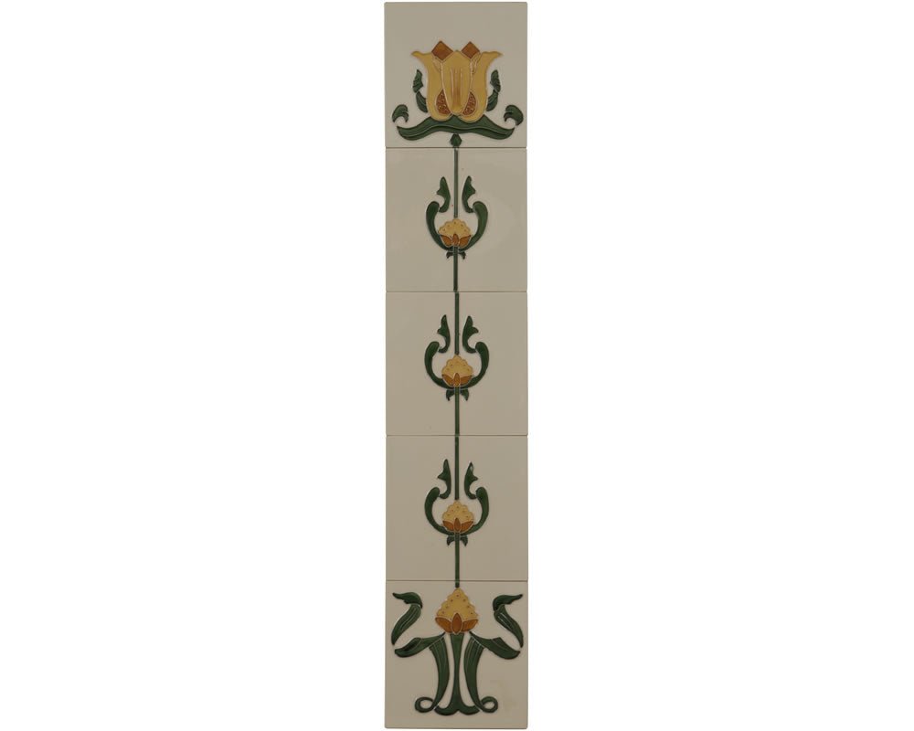 Carron Set of 10 Moss/Mustard Fireplace Tiles in