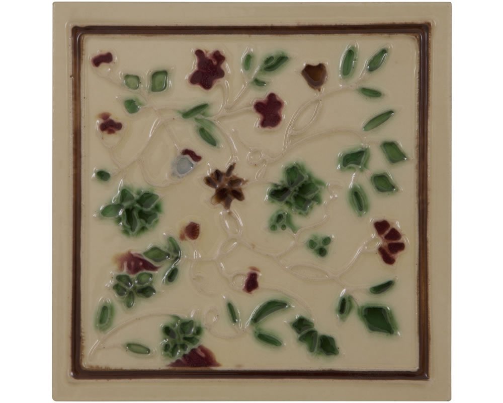 Carron Set of 10 Red/Green on Cream Fireplace Tiles in