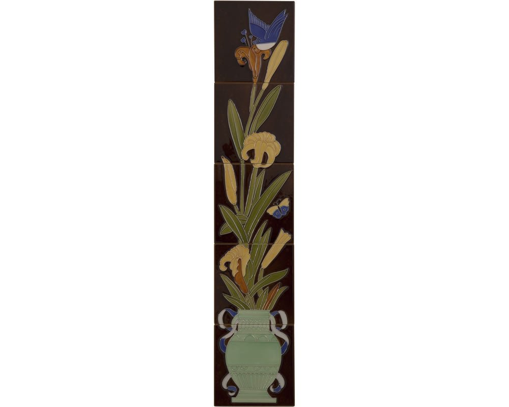 Carron Set of 10 Strip Bird And Flowers Fireplace Tiles in