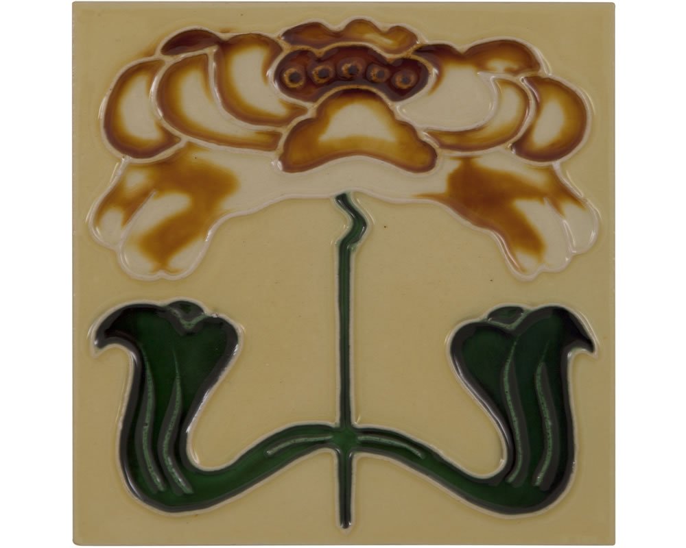 Carron Set of 10 Tan Flower Fireplace Tiles in