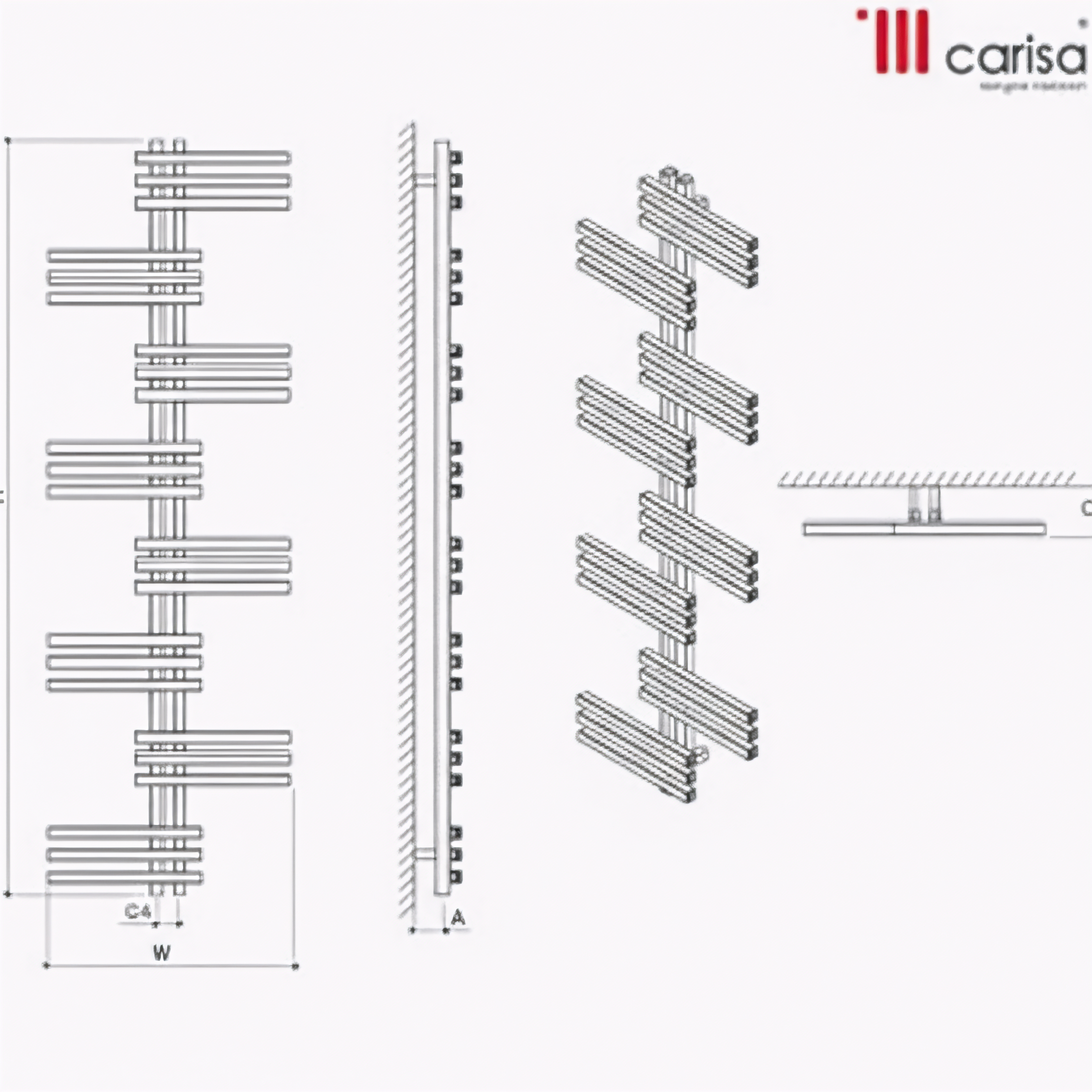 Carisa Unico Aluminium Bathroom Radiator | 3 colours, 3 sizes