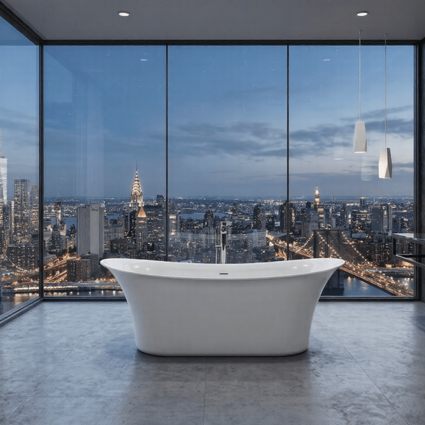 Charlotte Edwards Admirality Oval Freestanding Bathtub in Gloss White