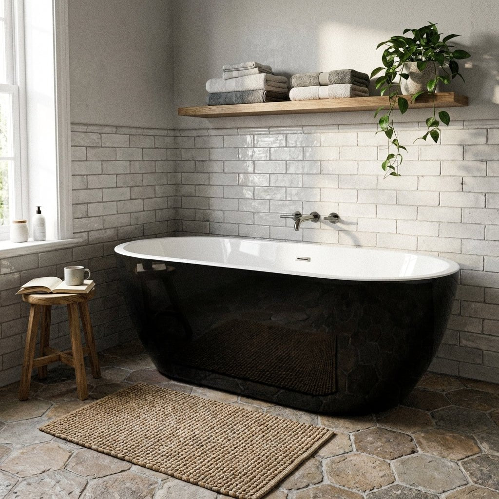 Charlotte Edwards Belgravia Double Ended Oval Freestanding Bathtub in Gloss Black