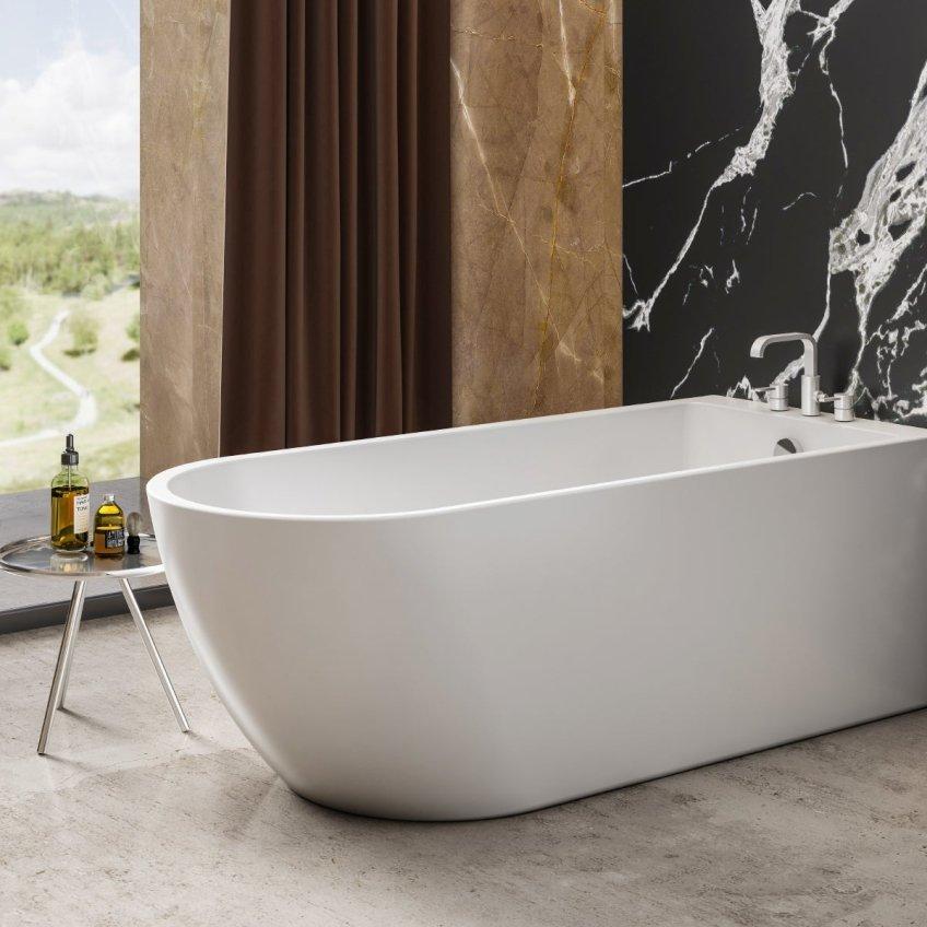 Charlotte Edwards Belgravia Single Ended Oval Back to Wall Bathtub in Gloss White
