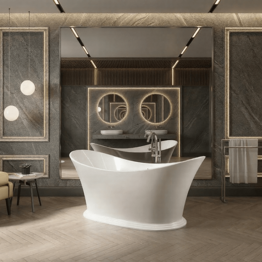 Charlotte Edwards Caliban Oval Freestanding Bathtub in Gloss White