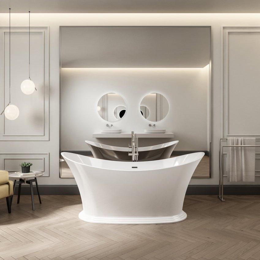 Charlotte Edwards Caliban Oval Freestanding Bathtub in Gloss White