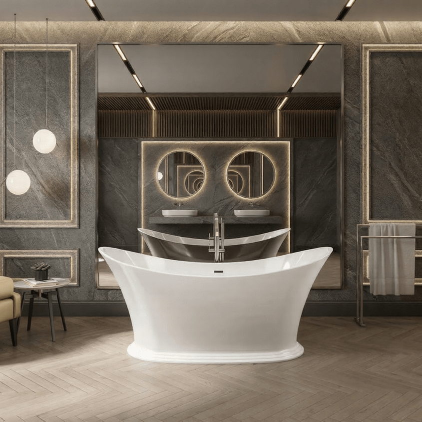 Charlotte Edwards Caliban Oval Freestanding Bathtub in Gloss White
