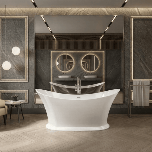 Charlotte Edwards Caliban Oval Freestanding Bathtub in Gloss White
