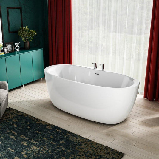 Charlotte Edwards Callisto Oval Freestanding Bathtub in Gloss White