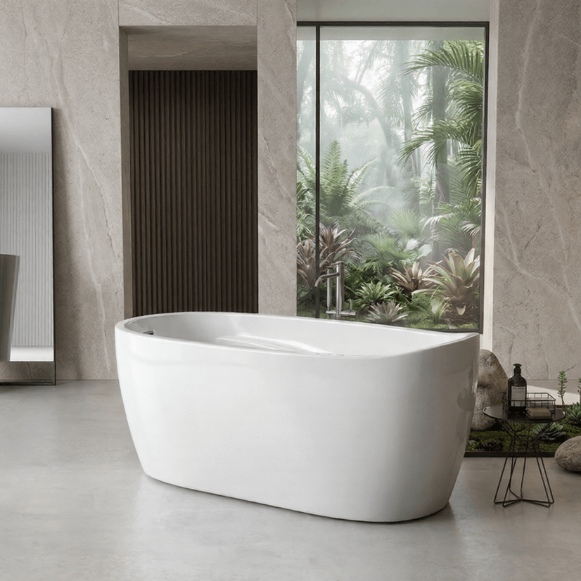 Charlotte Edwards Ceres Oval Freestanding Bathtub in Gloss White