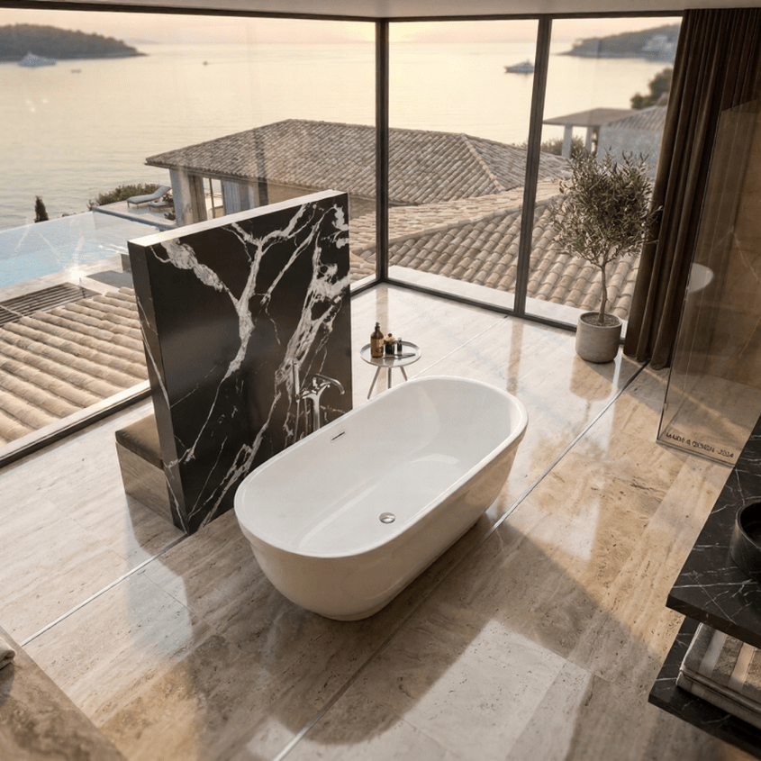 Charlotte Edwards Cyllene Oval Freestanding Bathtub in Gloss White