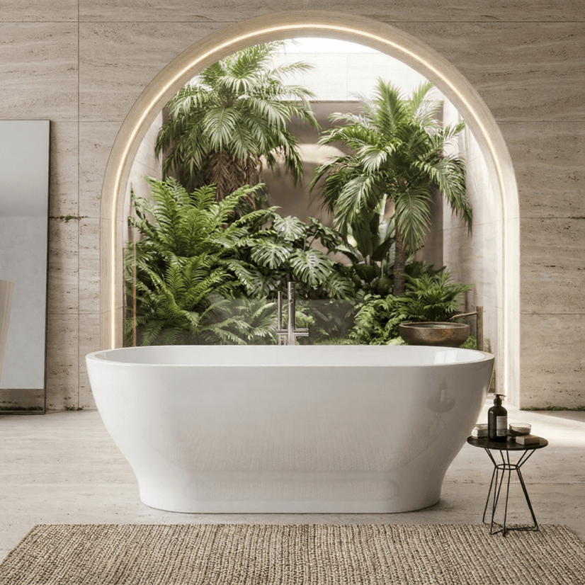 Charlotte Edwards Elara Rectangular Freestanding Bathtub in Gloss White