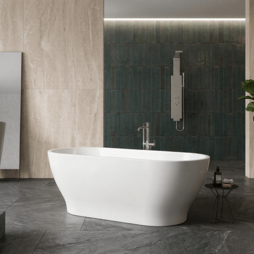 Charlotte Edwards Elara Rectangular Freestanding Bathtub in Gloss White