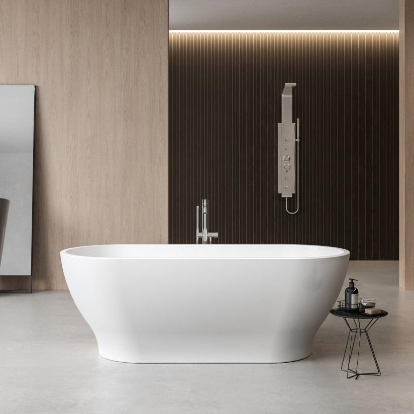 Charlotte Edwards Elara Rectangular Freestanding Bathtub in Gloss White
