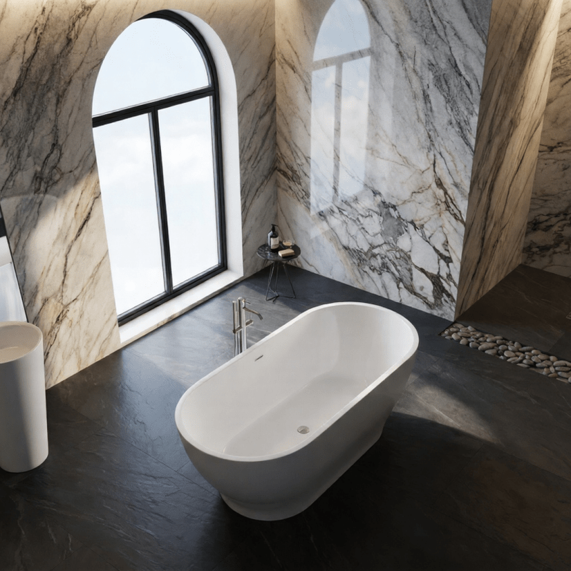 Charlotte Edwards Elara Rectangular Freestanding Bathtub in Gloss White