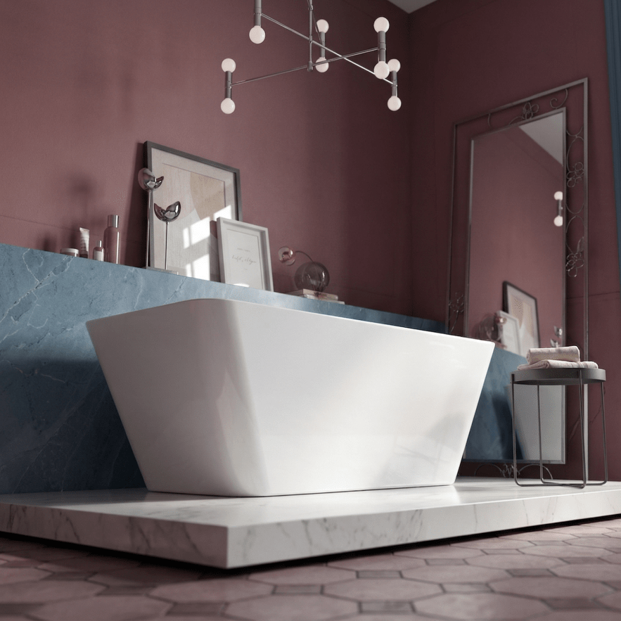 Charlotte Edwards Eris Rectangular Freestanding Bathtub in Gloss White