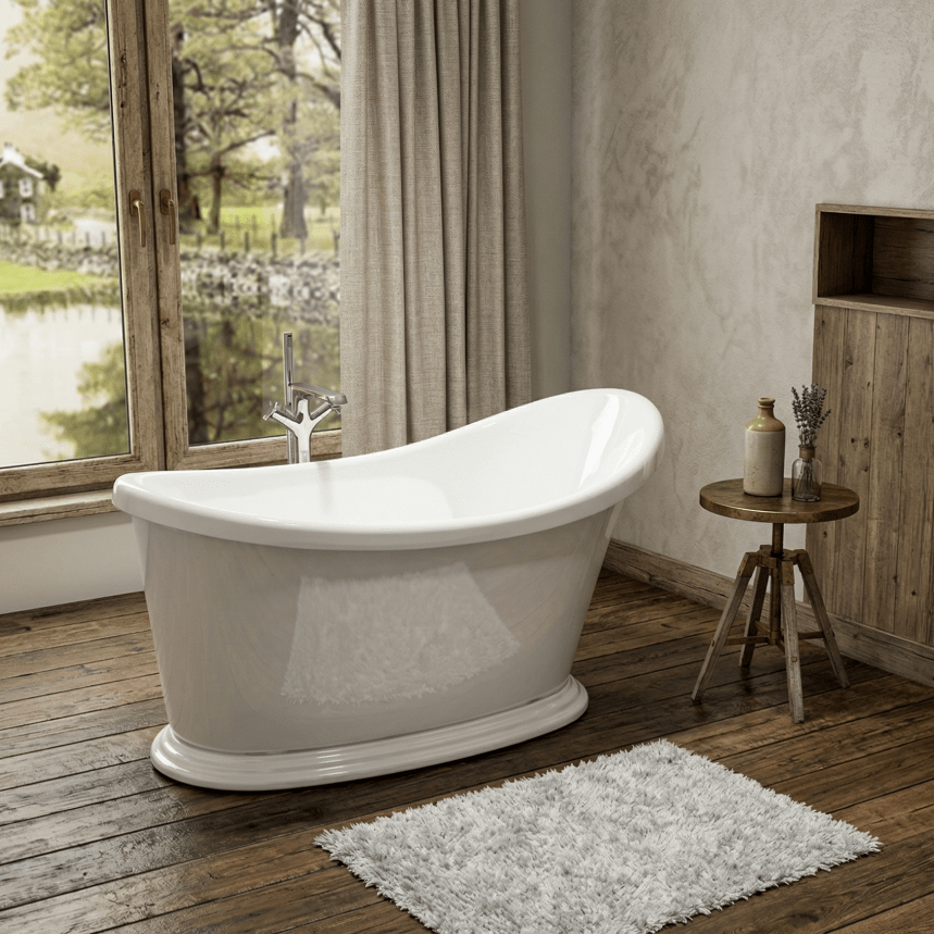 Charlotte Edwards Ersa Oval Freestanding Bathtub in Gloss White