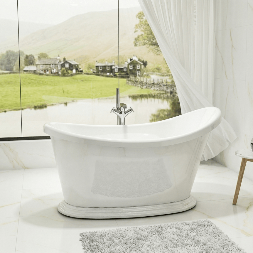 Charlotte Edwards Ersa Oval Freestanding Bathtub in Gloss White