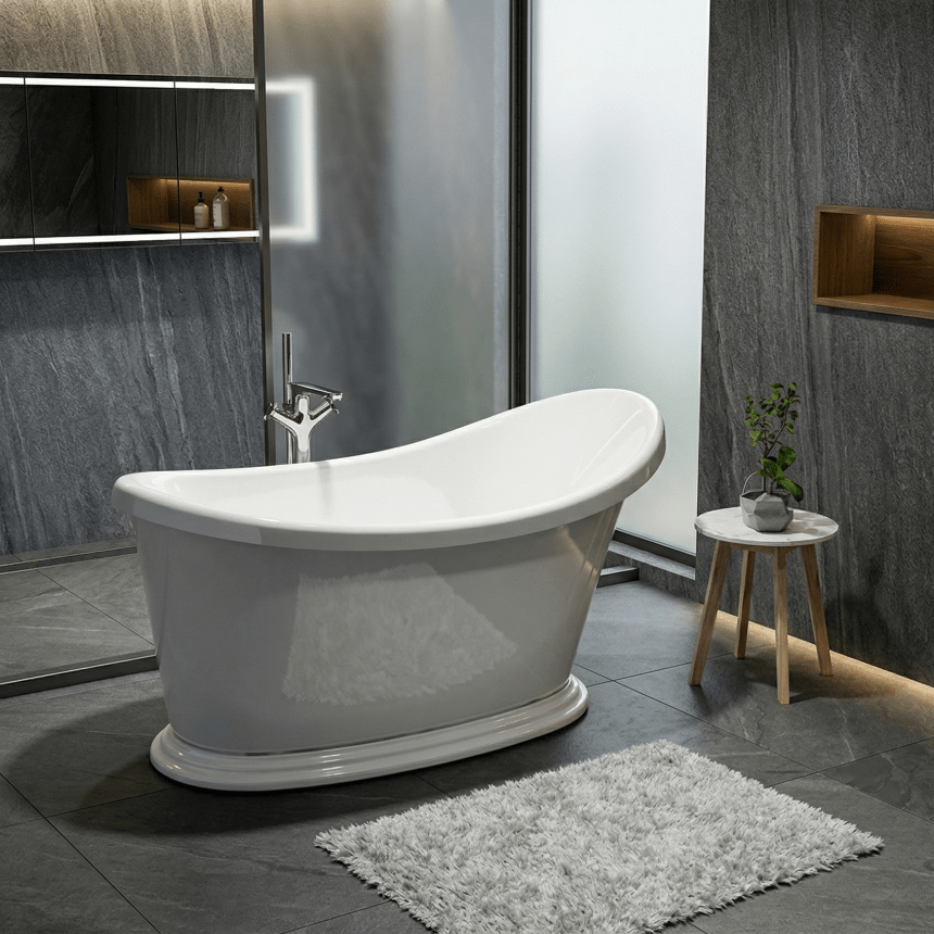 Charlotte Edwards Ersa Oval Freestanding Bathtub in Gloss White